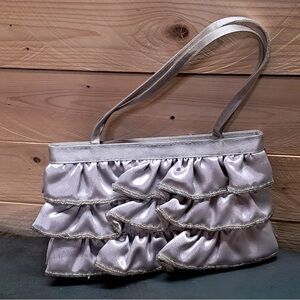Chic Silver Ruffled Mini Bag